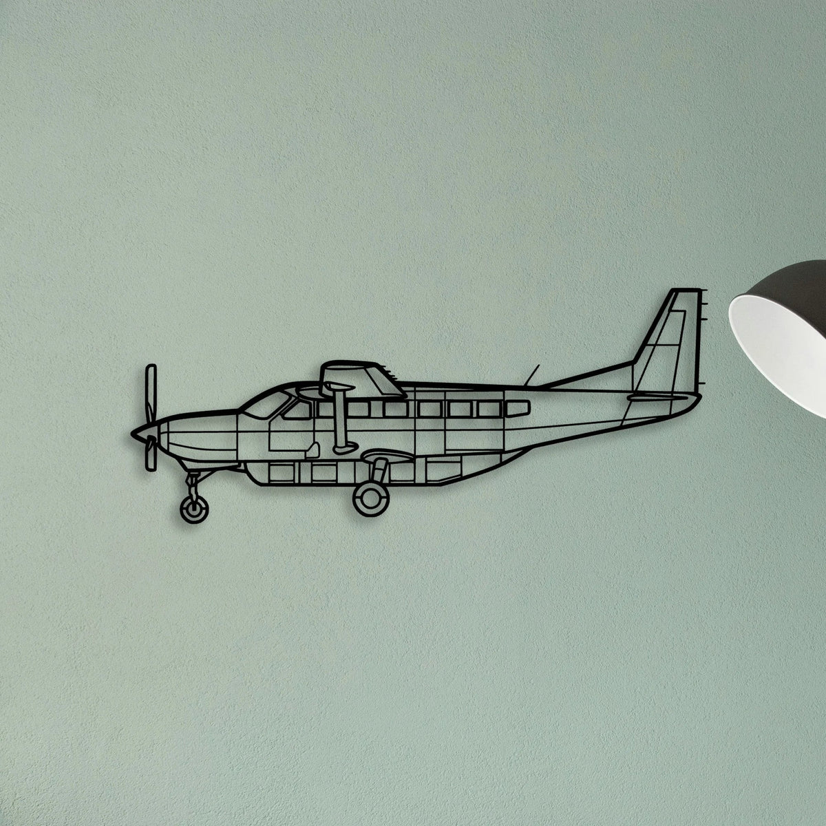 208 Caravan 2 Classic Aircraft Silhouette Metal Wall Art - Tinvibe
