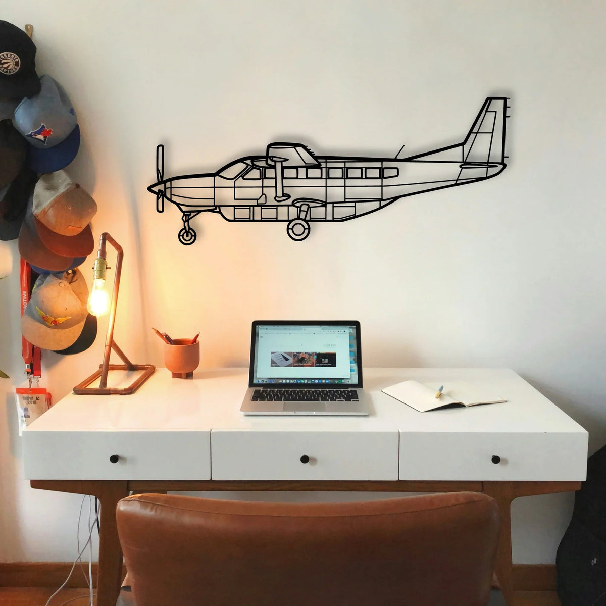 208 Caravan 2 Classic Aircraft Silhouette Metal Wall Art - Tinvibe