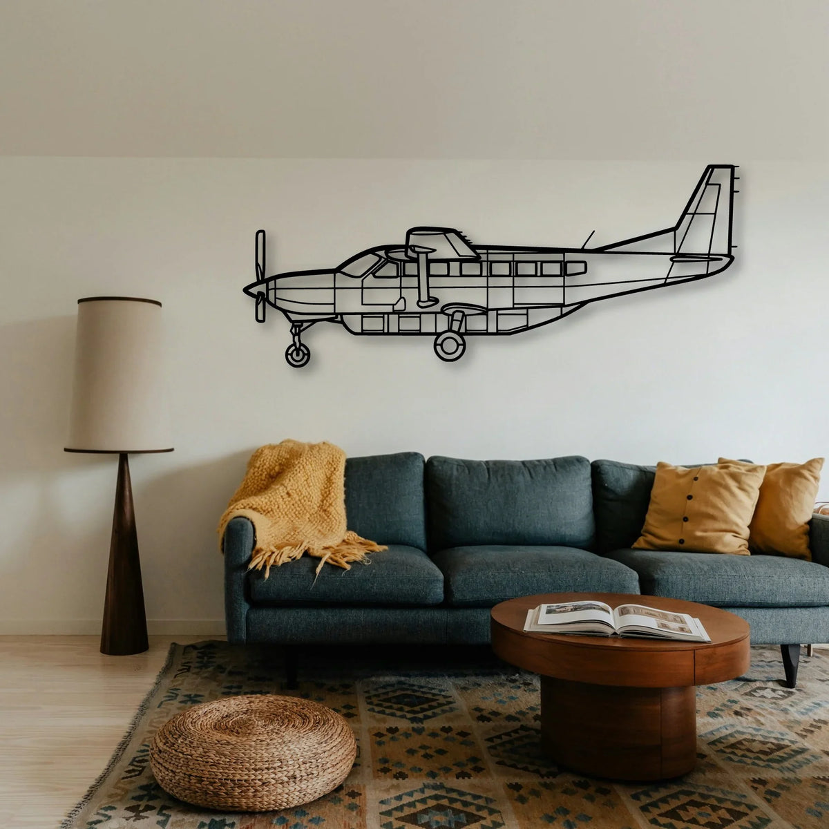 208 Caravan 2 Classic Aircraft Silhouette Metal Wall Art - Tinvibe