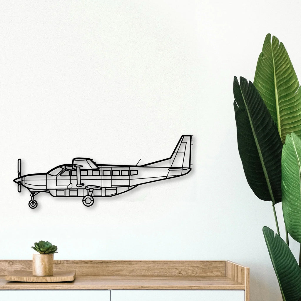 208 Caravan Classic Aircraft Silhouette Metal Wall Art - Tinvibe