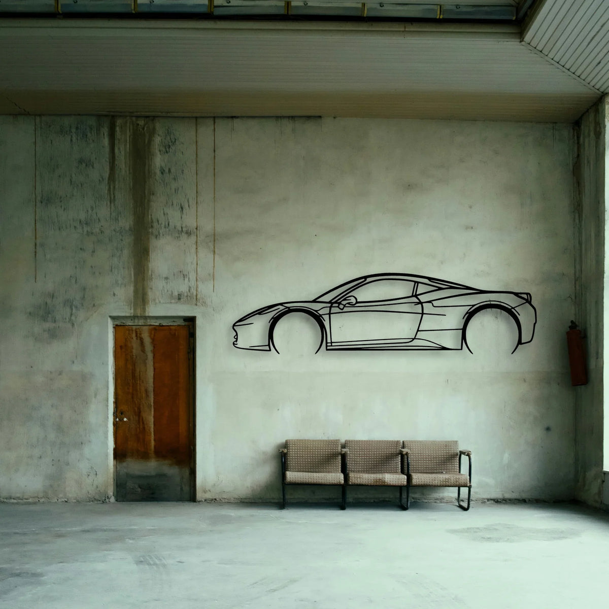 458 Italia 2 Classic Silhouette Metal Wall Art - Tinvibe