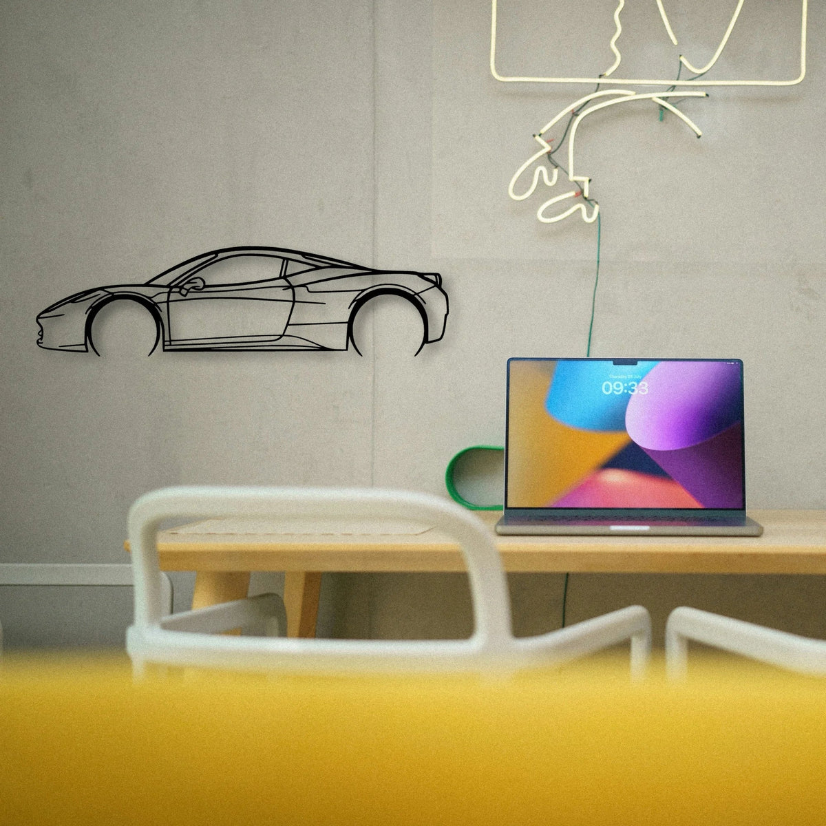 458 Italia 2 Classic Silhouette Metal Wall Art - Tinvibe
