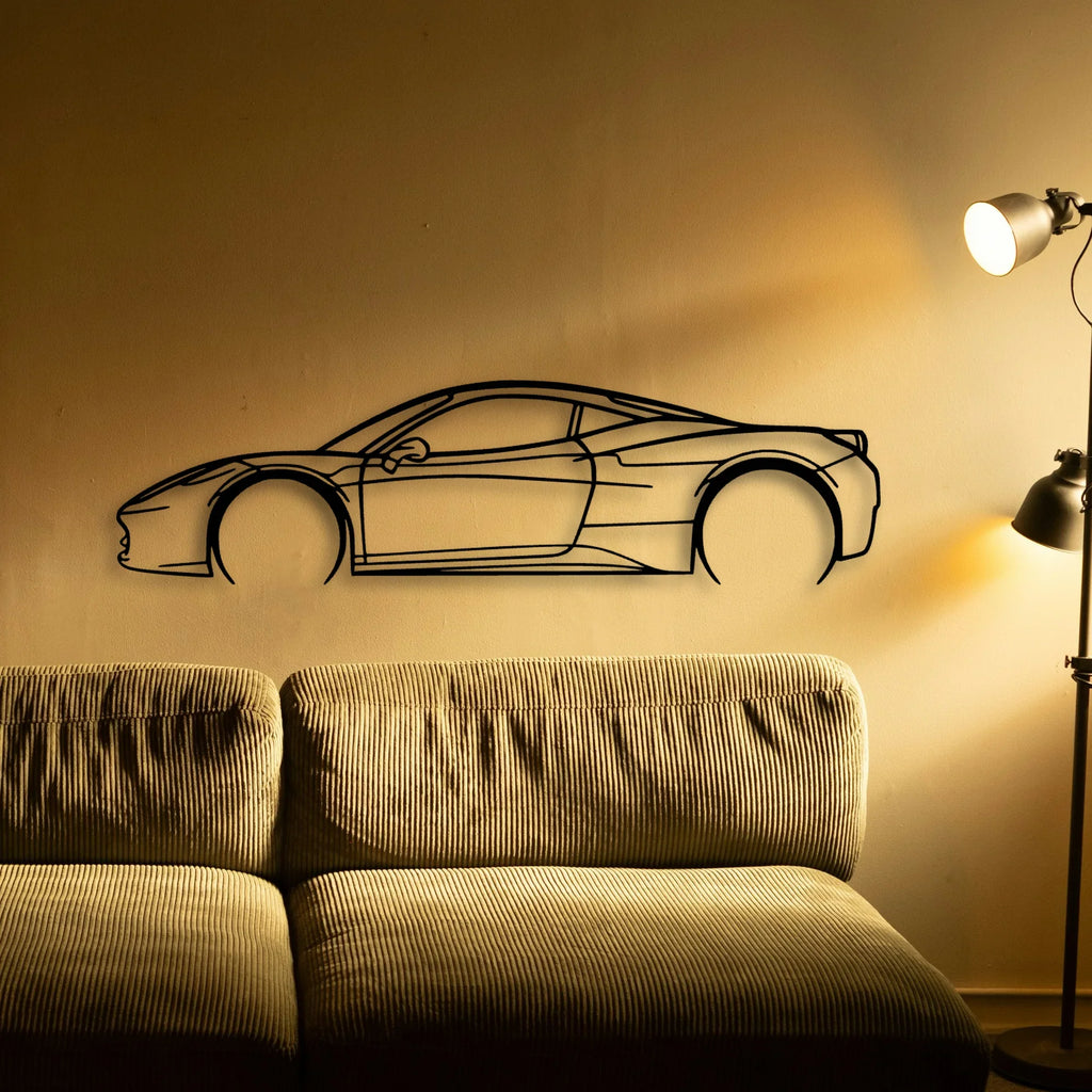 458 Italia 2 Classic Silhouette Metal Wall Art - Tinvibe