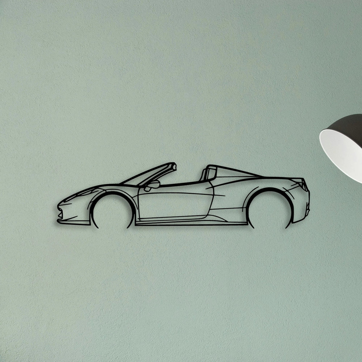 458 Spider 2015 Cabrio Classic Silhouette Metal Wall Art - Tinvibe