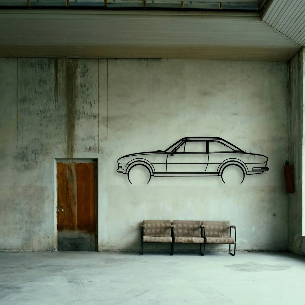 504 Coupe 1969 Classic Silhouette Metal Wall Art - Tinvibe