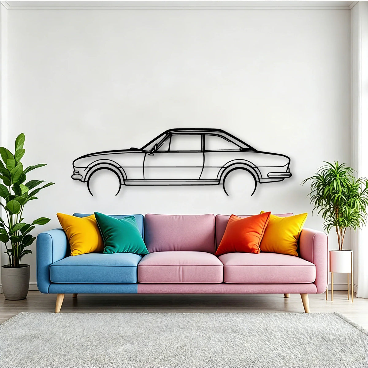 504 Coupe 1969 Classic Silhouette Metal Wall Art - Tinvibe