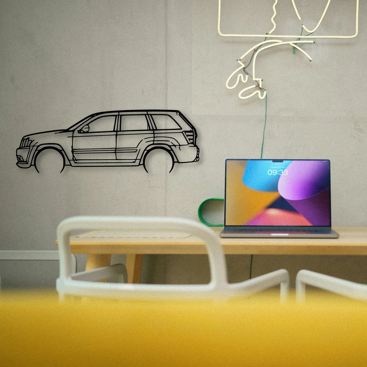 Cherokee SRT8 2006 Classic Silhouette Metal Wall Art - Tinvibe