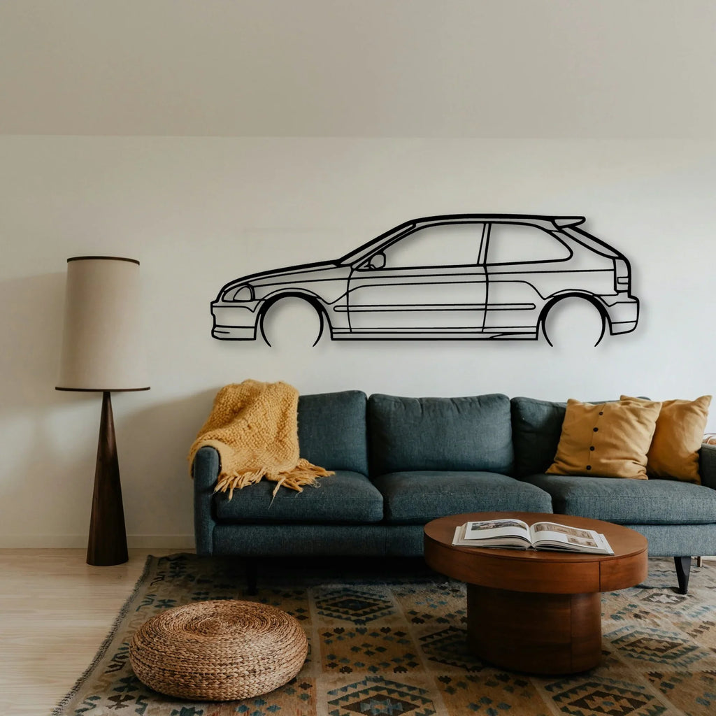 Civic Type R EK9 2000 Classic Silhouette Metal Wall Art - Tinvibe