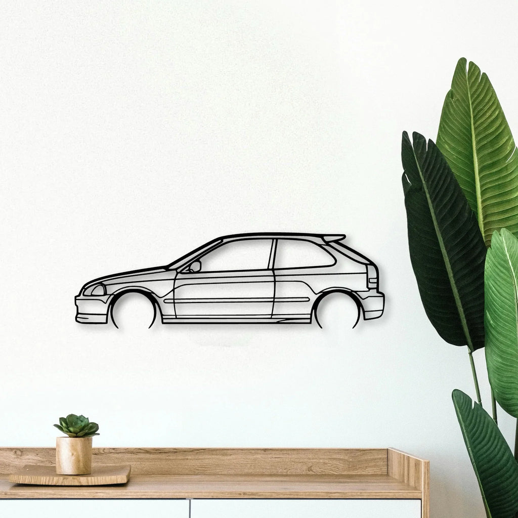 Civic Type R EK9 2000 Classic Silhouette Metal Wall Art - Tinvibe