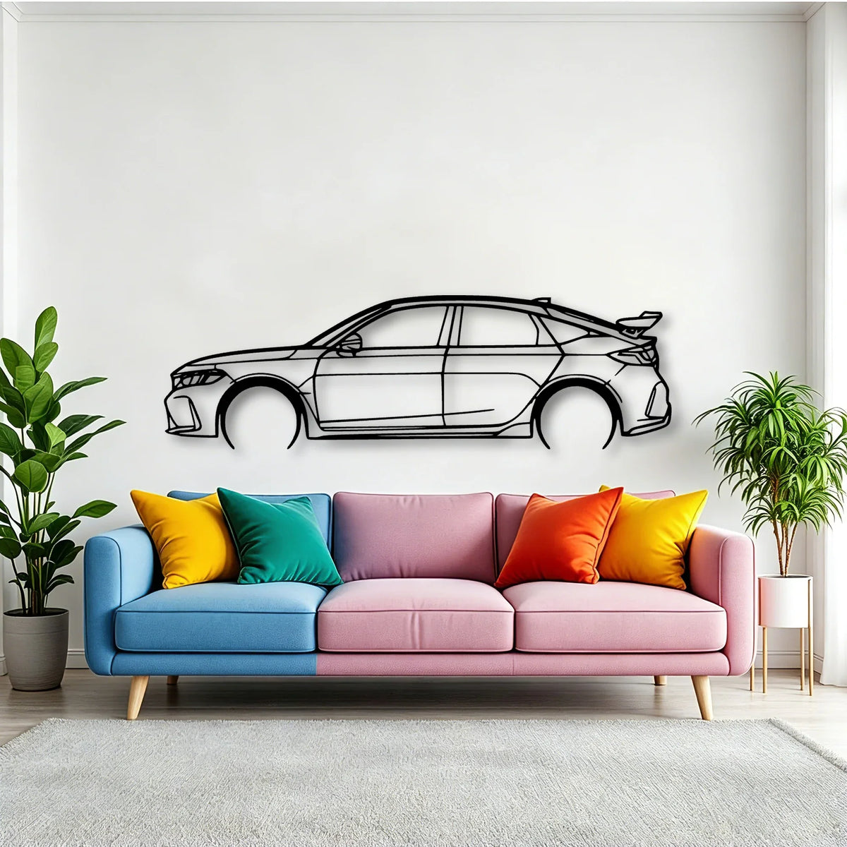 Civic Type R FL5 2023 Classic Silhouette Metal Wall Art - Tinvibe