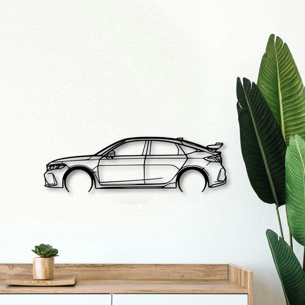 Civic Type R FL5 2023 Classic Silhouette Metal Wall Art - Tinvibe
