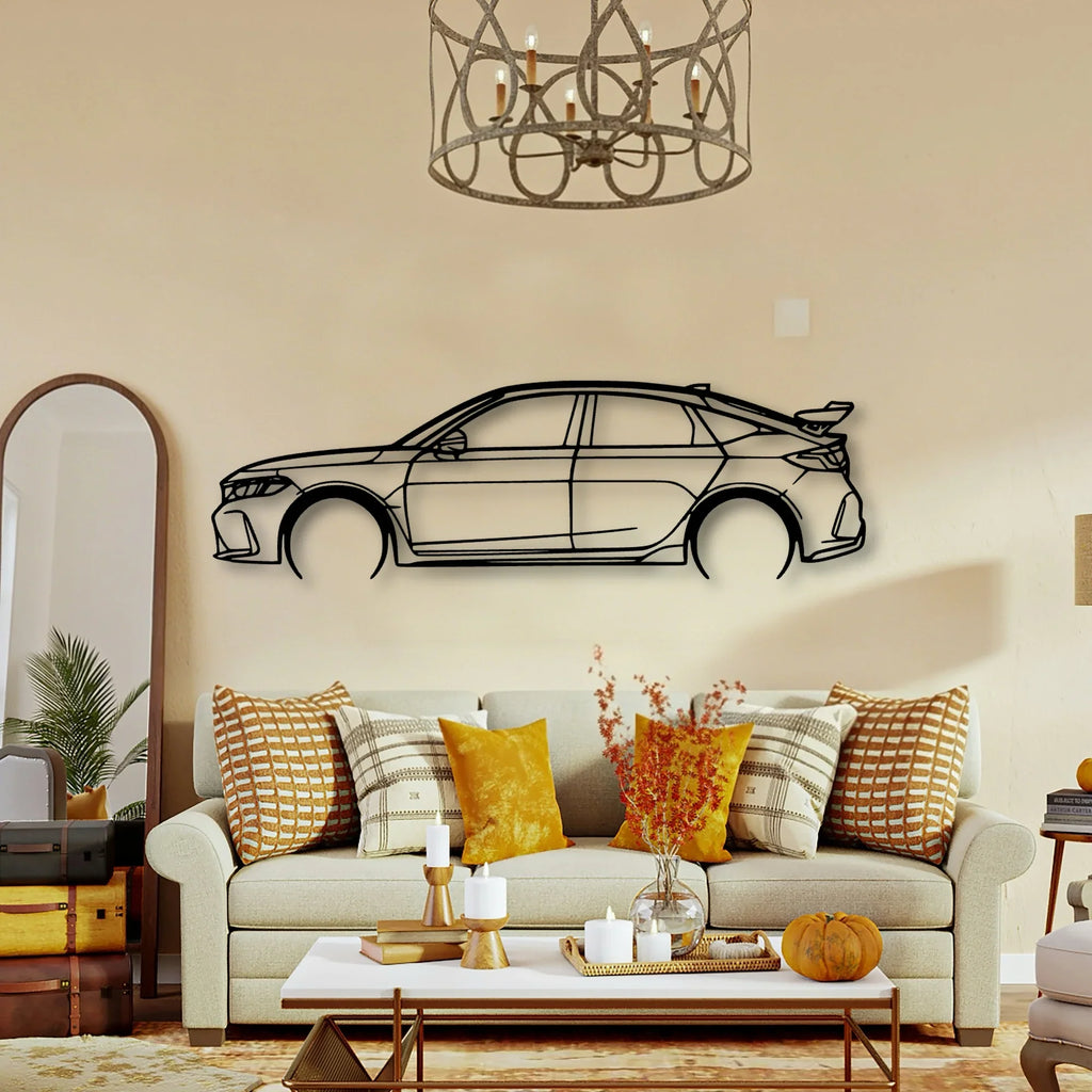Civic Type R FL5 2023 Classic Silhouette Metal Wall Art - Tinvibe