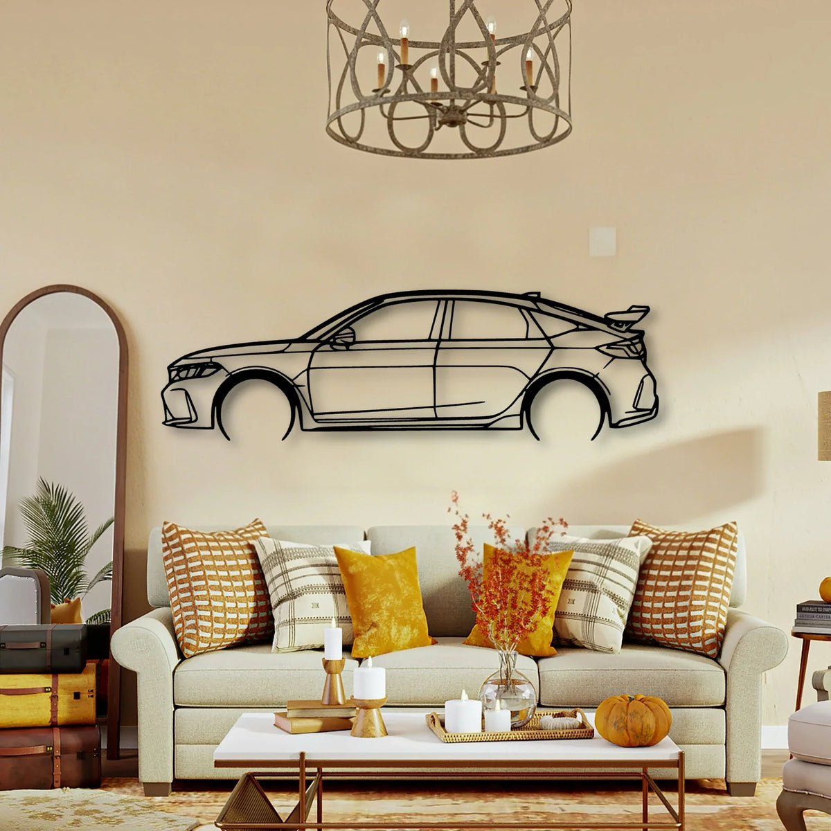 Civic Type R FL5 2023 Classic Silhouette Metal Wall Art - Tinvibe