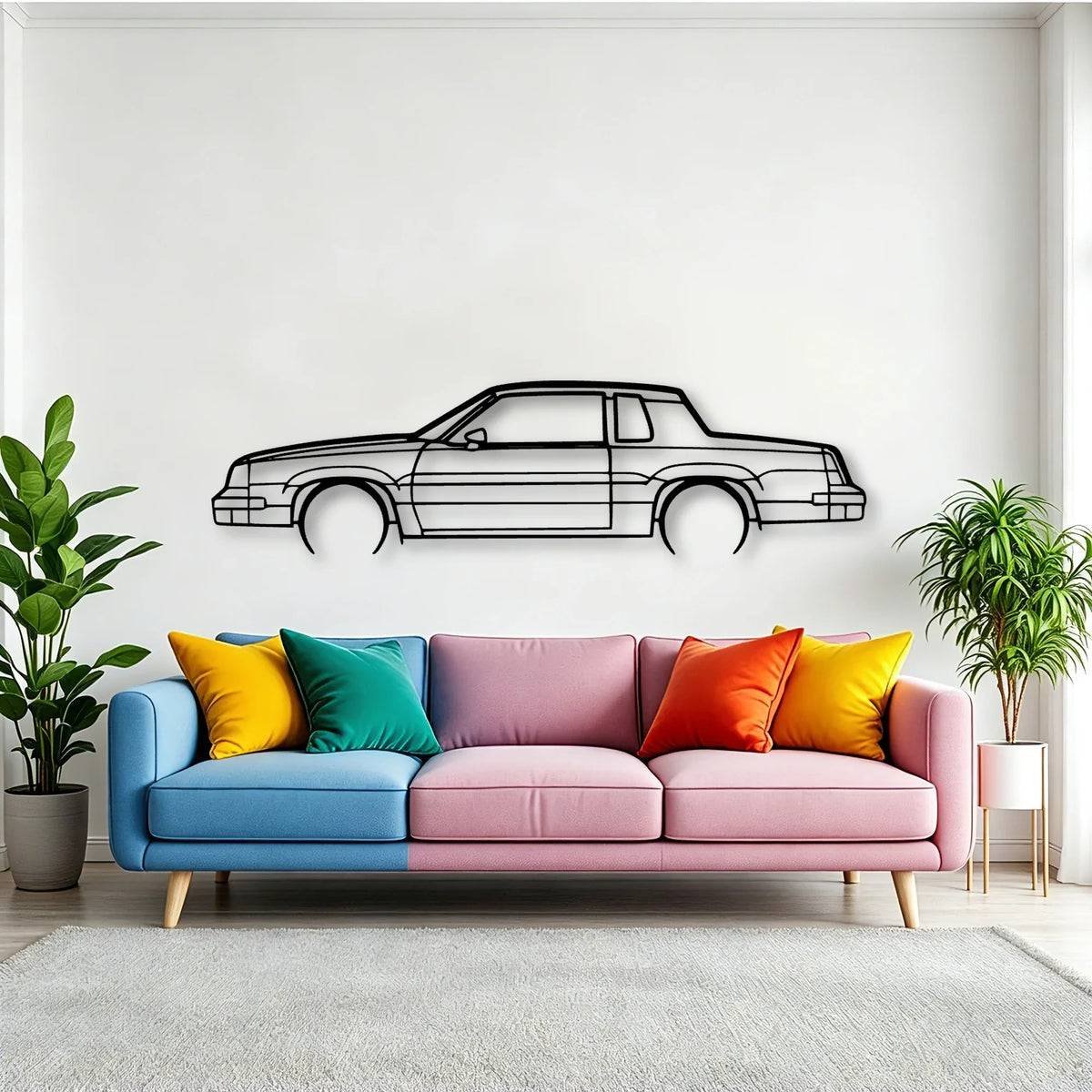 Cutlass 442 1986 Classic Silhouette Metal Wall Art - Tinvibe