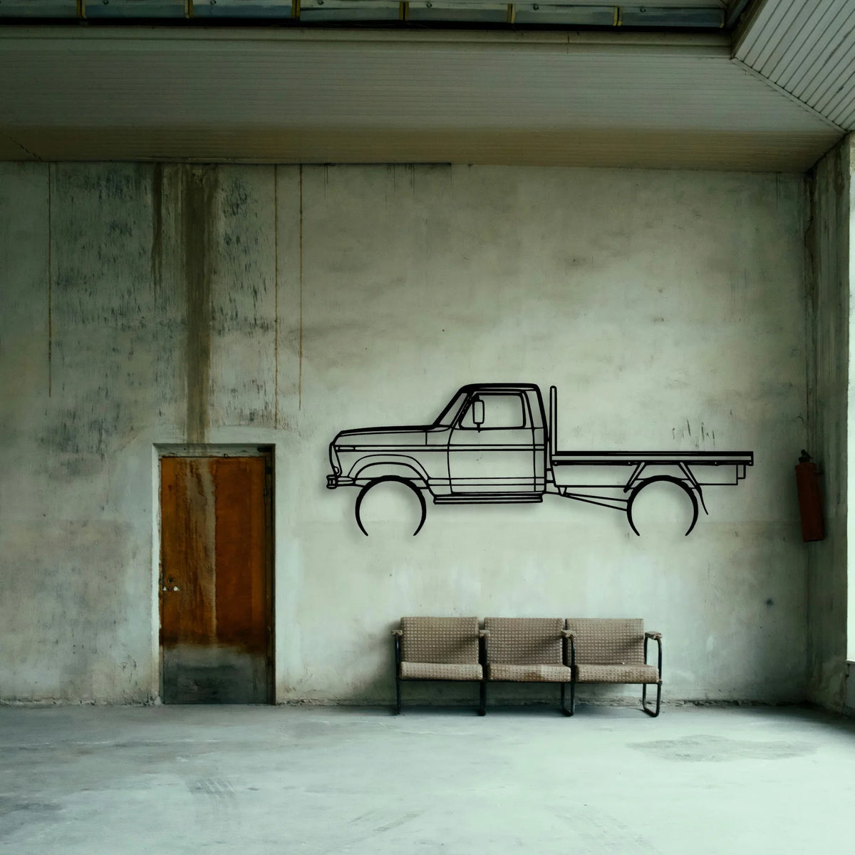 F100 Tray 1977 Classic Silhouette Metal Wall Art - Tinvibe