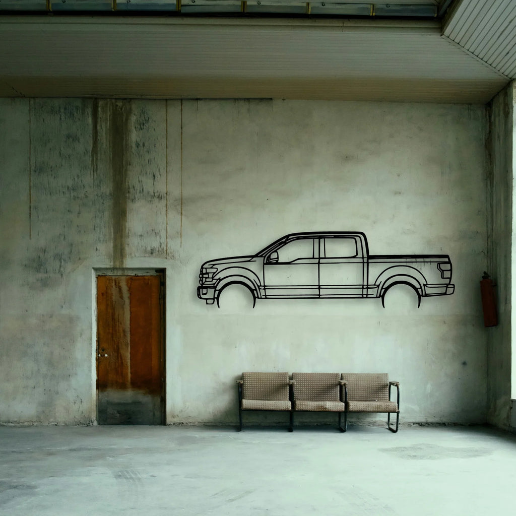 F150 2016 Classic Silhouette Metal Wall Art - Tinvibe