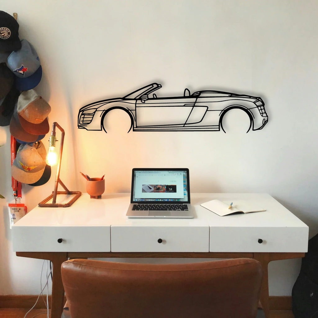 R8 Spyder 2012 Classic Silhouette Metal Wall Art - Tinvibe