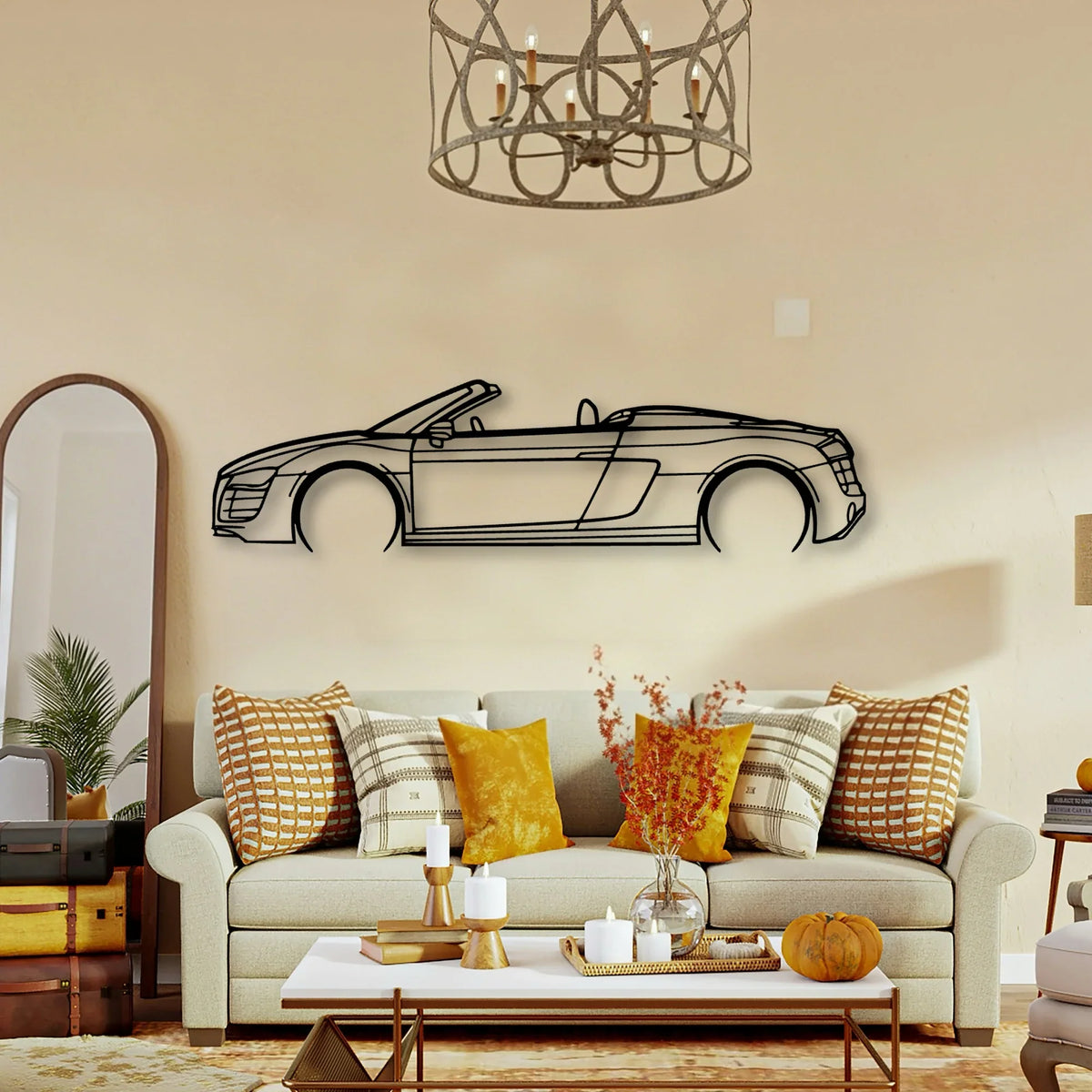 R8 Spyder 2012 Classic Silhouette Metal Wall Art - Tinvibe
