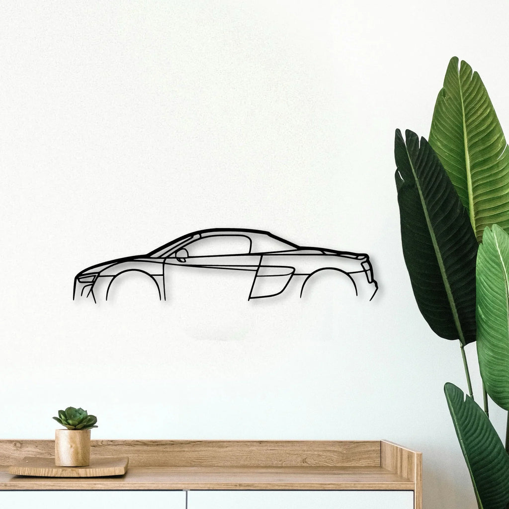 R8 Spyder MK2 Classic Silhouette Metal Wall Art - Tinvibe