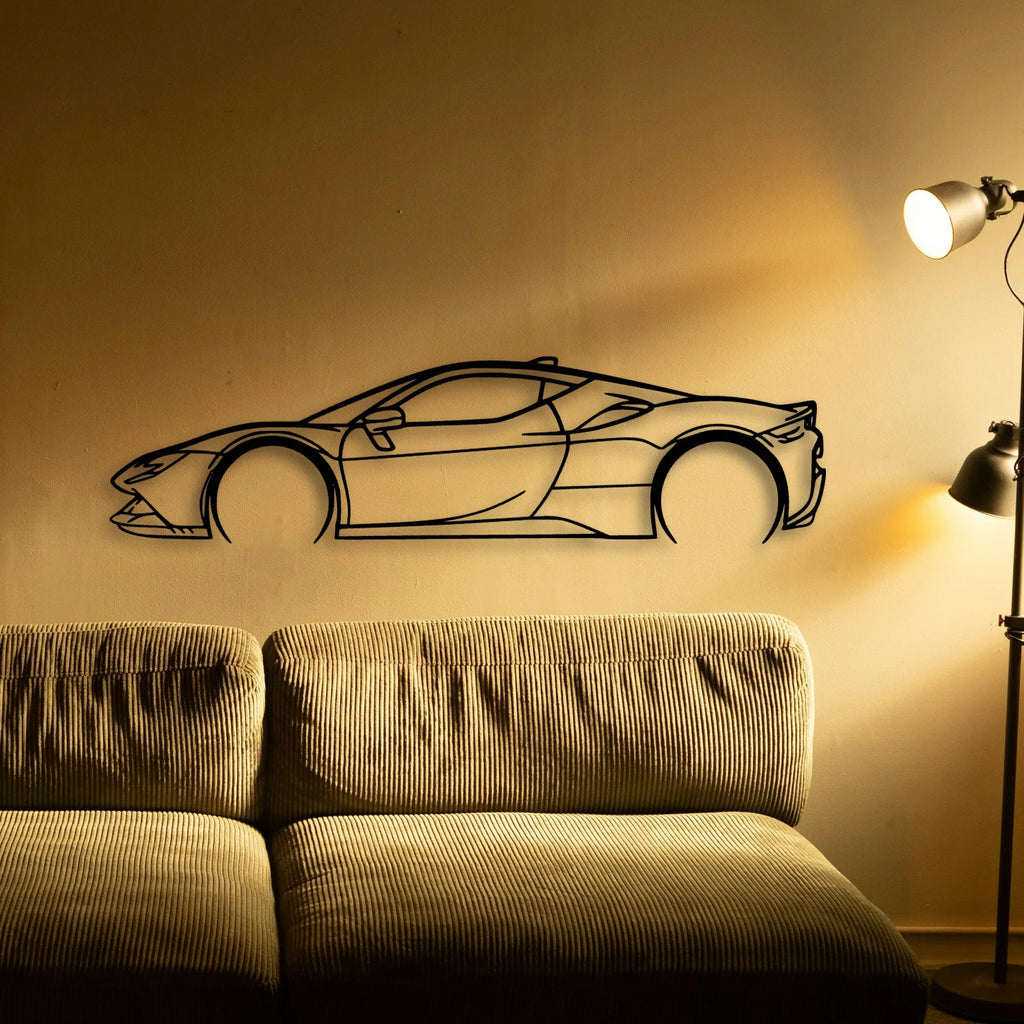 SF90 Stradale 3 Classic Silhouette Metal Wall Art - Tinvibe