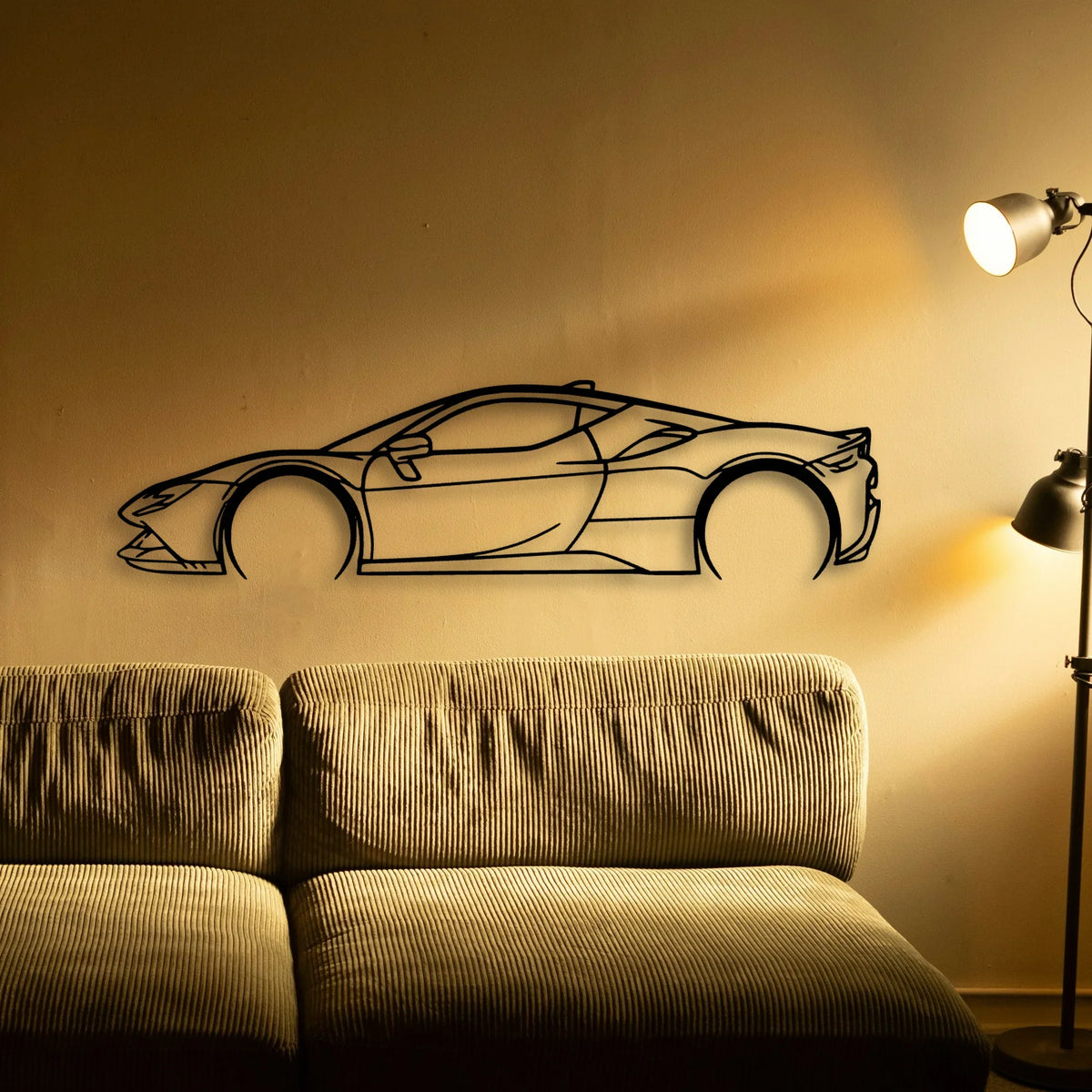 SF90 Stradale 3 Classic Silhouette Metal Wall Art - Tinvibe