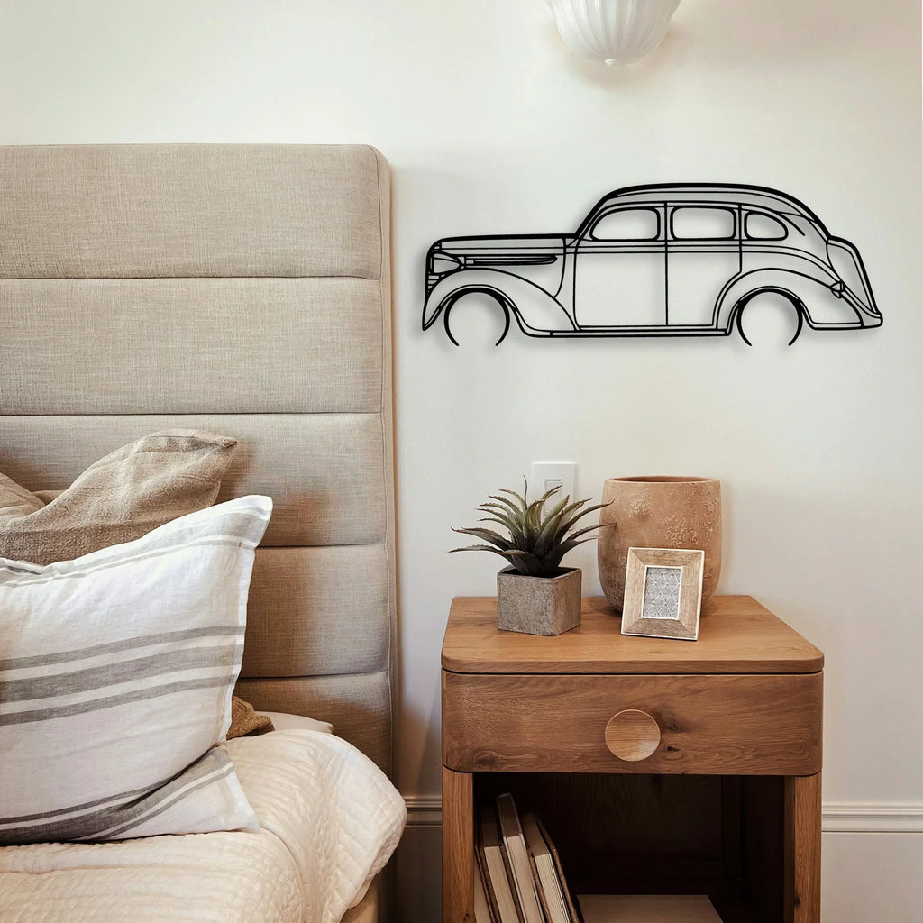 Sedan 1938 Classic Silhouette Metal Wall Art - Tinvibe