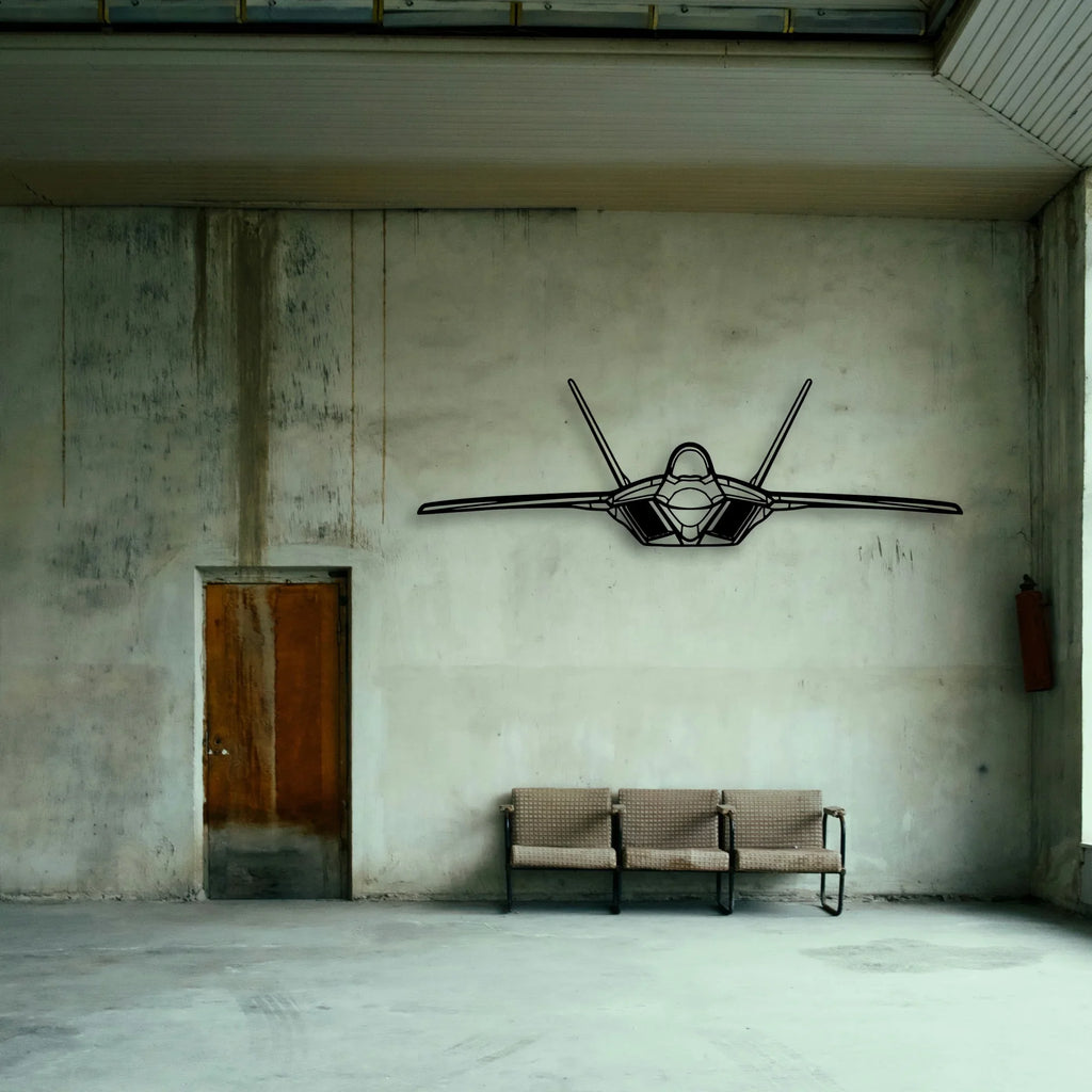 F 22 Raptor 2 Classic Aircraft Silhouette Metal Wall Art - Tinvibe