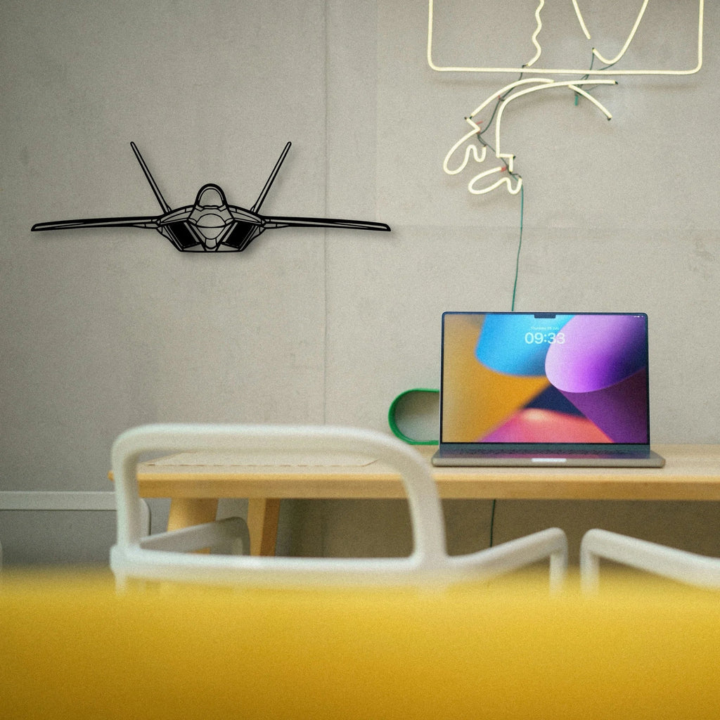 F 22 Raptor 2 Classic Aircraft Silhouette Metal Wall Art - Tinvibe