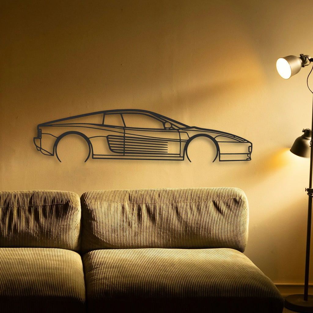 Ferrari Testarossa Classic Silhouette Metal Wall Art - Tinvibe