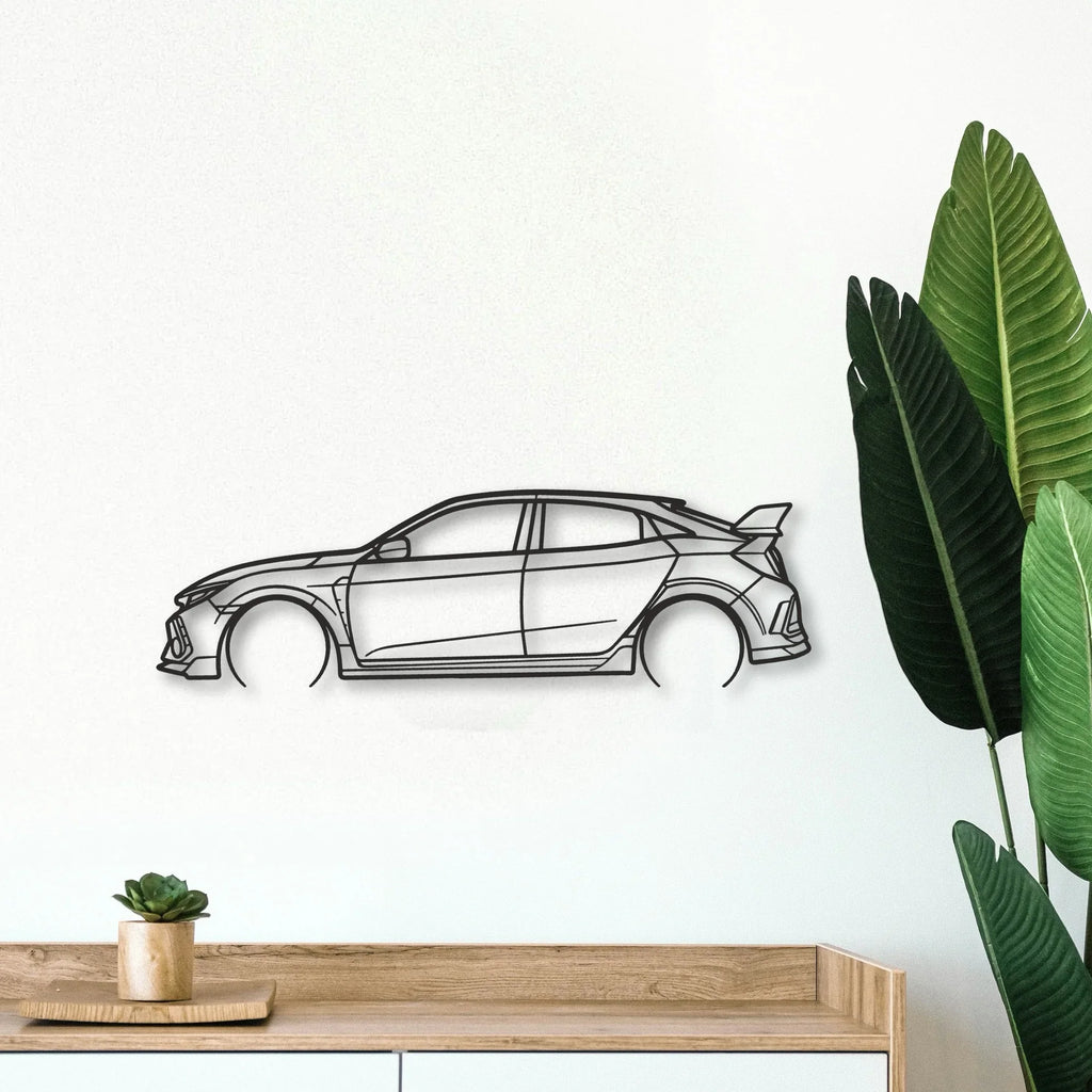 Honda Civic Typer Classic Silhouette Metal Wall Art - Tinvibe