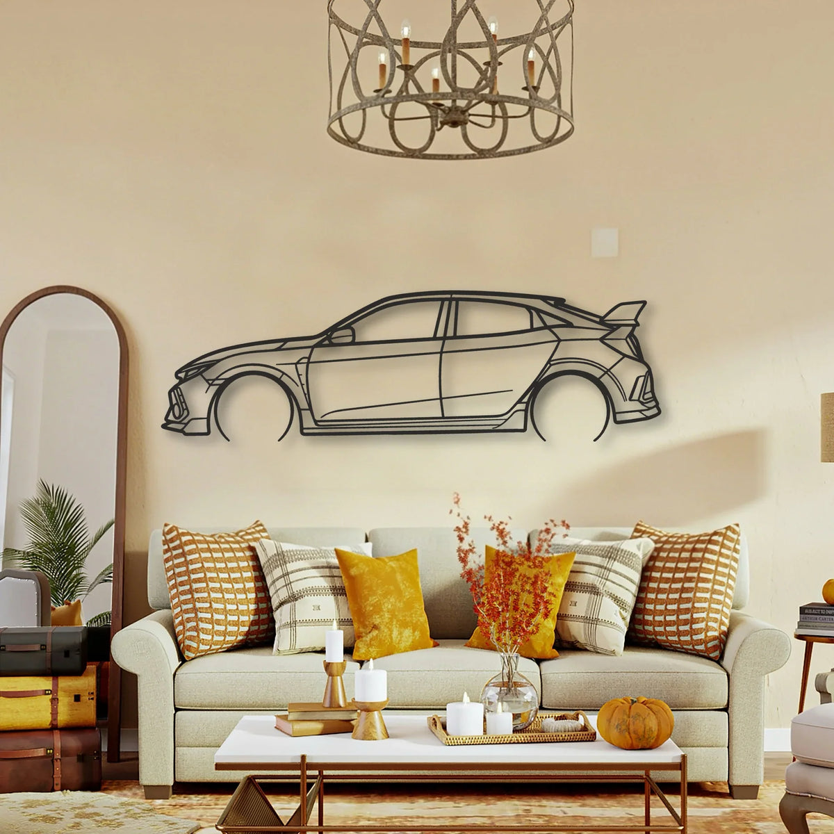 Honda Civic Typer Classic Silhouette Metal Wall Art - Tinvibe