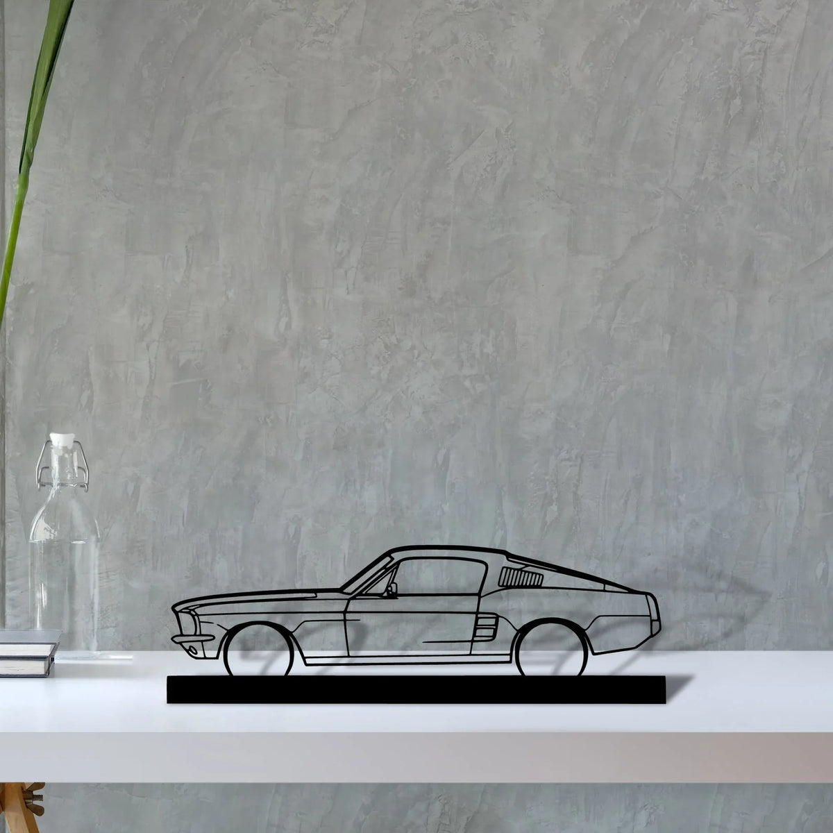 mustang-gt-fastback-390s Silhouette Metal Art Stand - Tinvibe