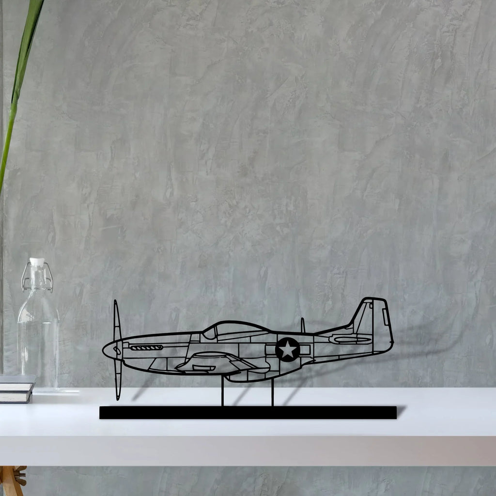 p-51-mustang-4 Silhouette Metal Art Stand - Tinvibe