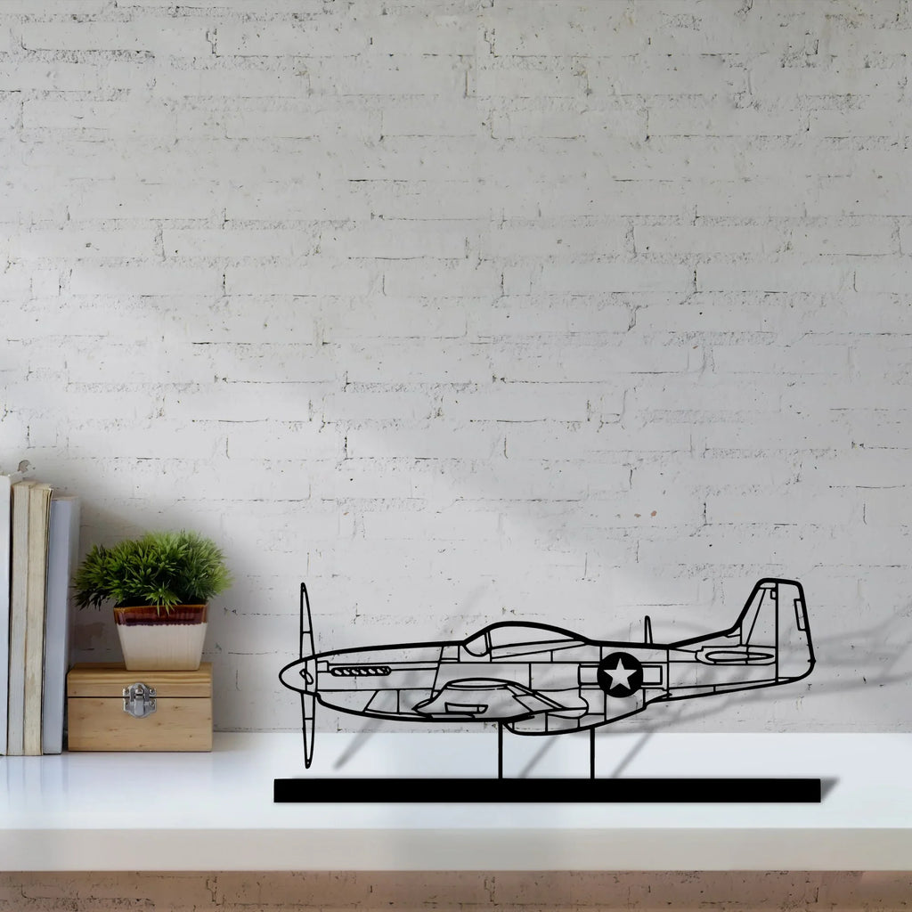 p-51-mustang-4 Silhouette Metal Art Stand - Tinvibe