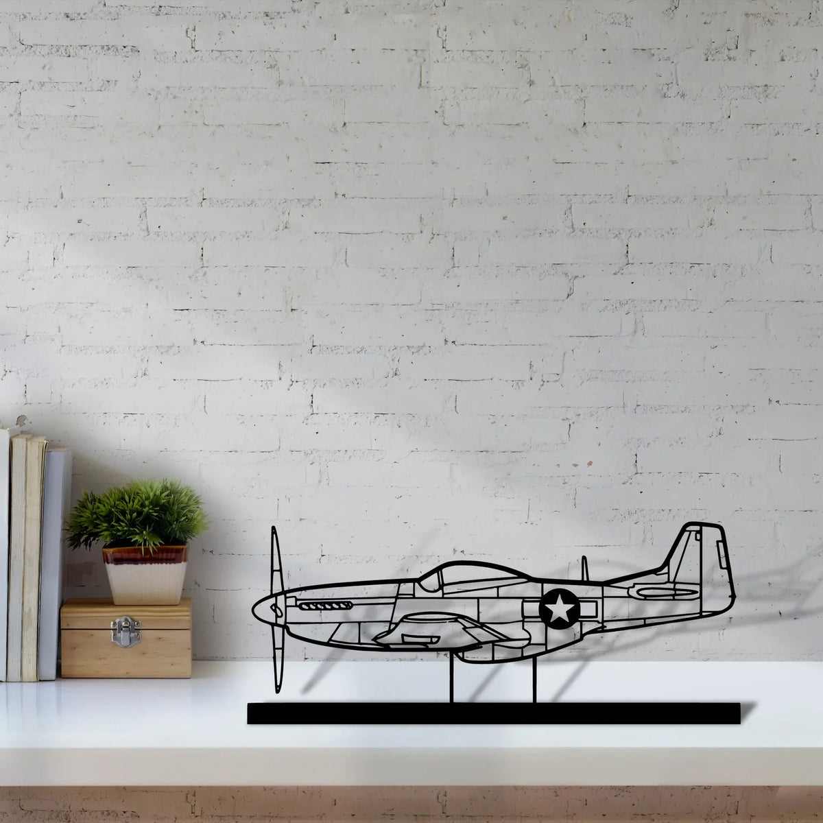 p-51-mustang-4 Silhouette Metal Art Stand - Tinvibe