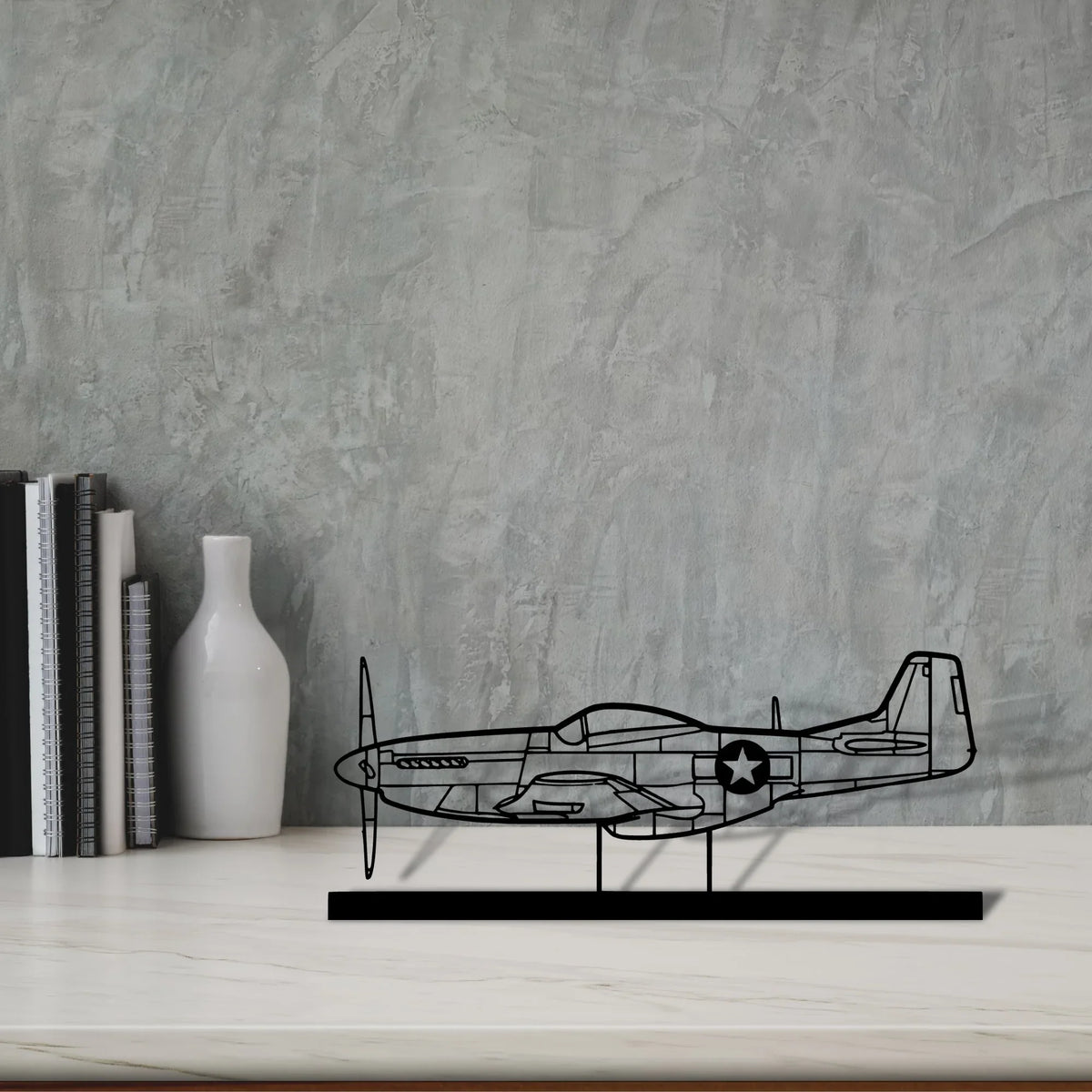 p-51-mustang-4 Silhouette Metal Art Stand - Tinvibe