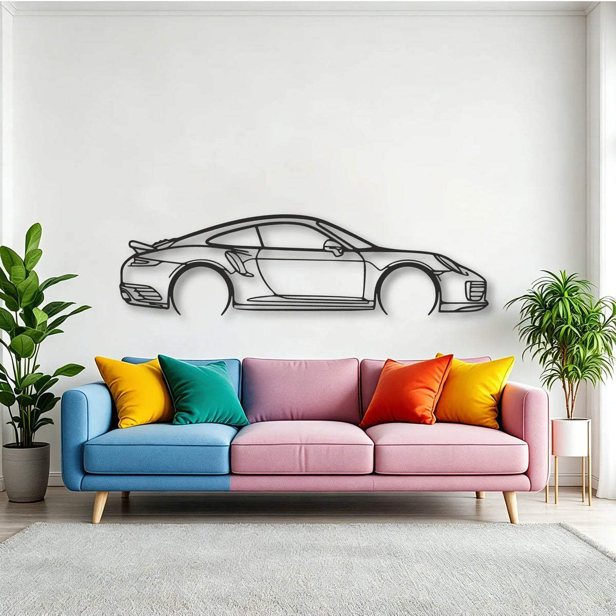 Porsche 911 Model 991 Turbo S Classic Silhouette Metal Wall Art - Tinvibe
