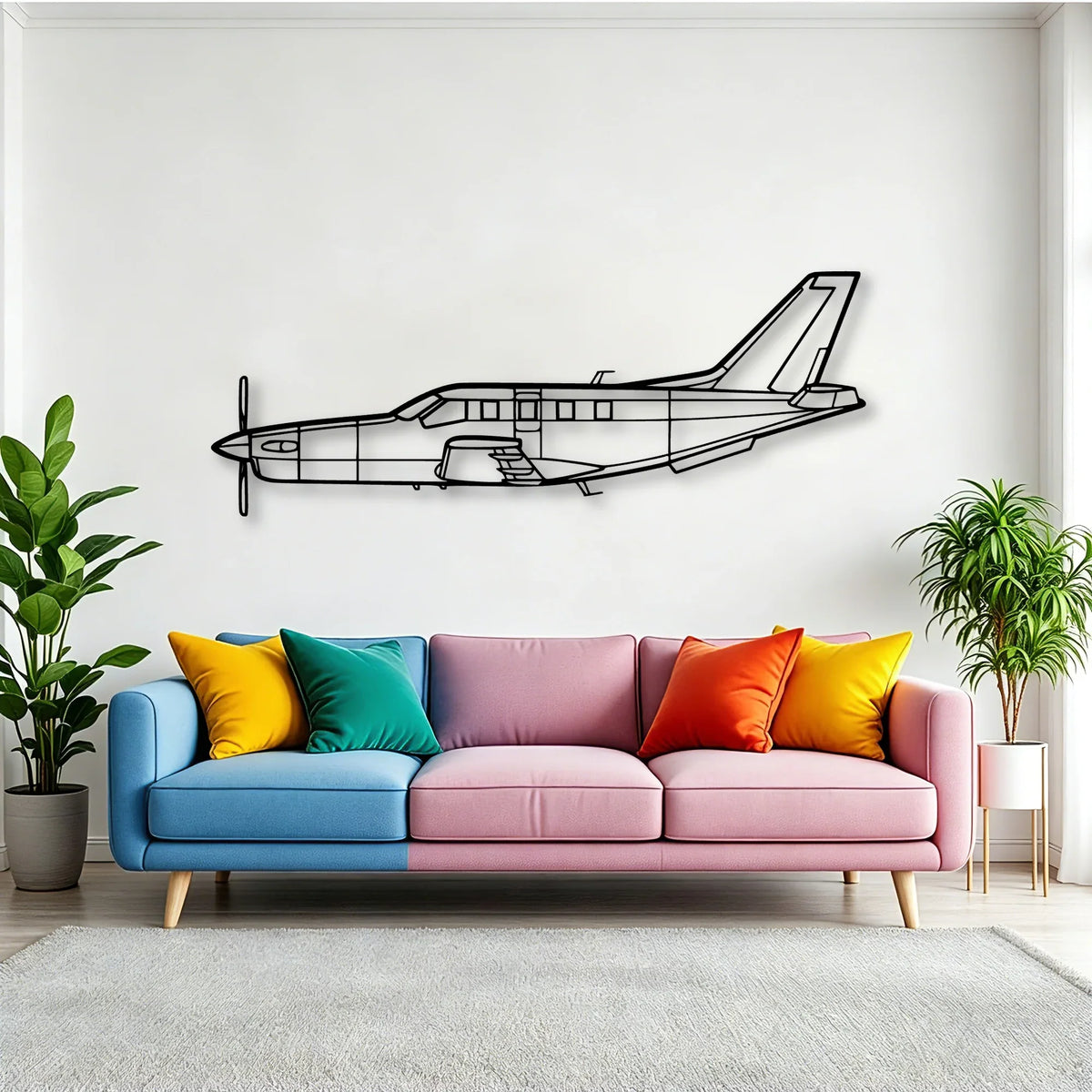 Tbm 700B 2 Classic Aircraft Silhouette Metal Wall Art - Tinvibe