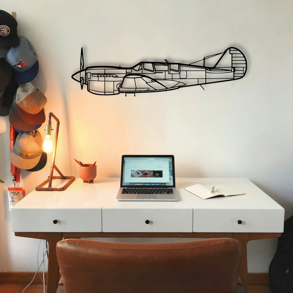 Tp 40N Warhawk 2 Classic Aircraft Silhouette Metal Wall Art - Tinvibe