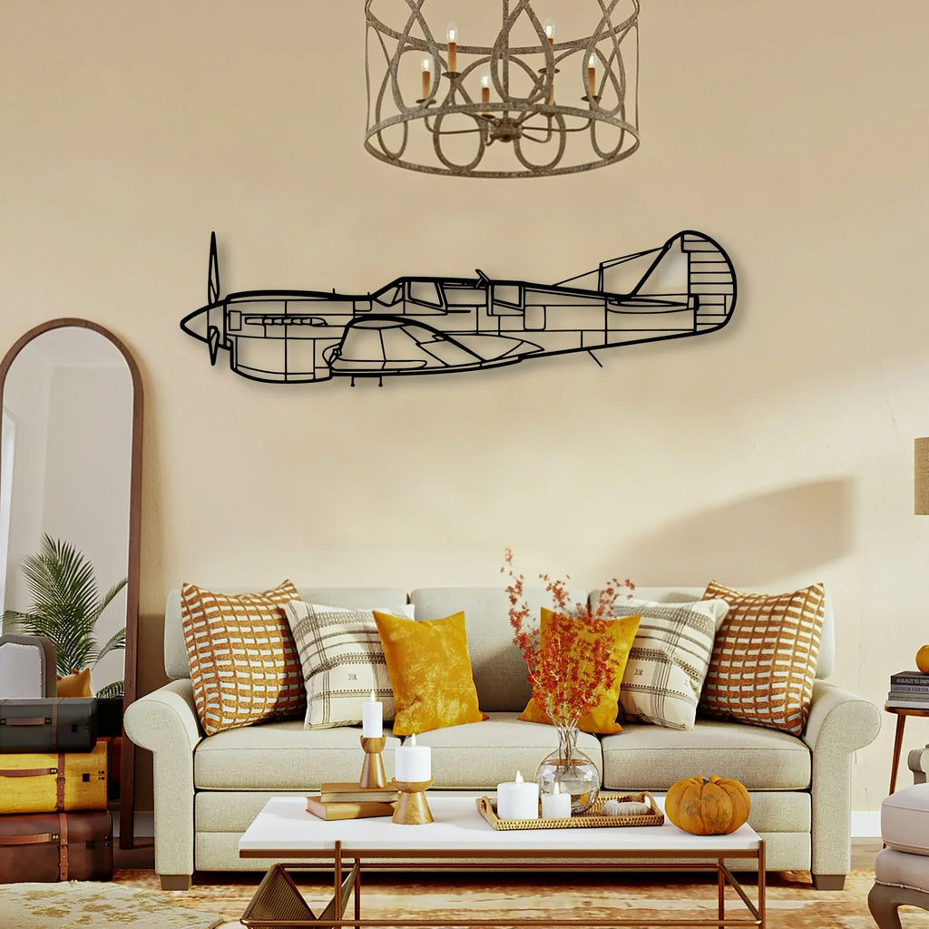 Tp 40N Warhawk 2 Classic Aircraft Silhouette Metal Wall Art - Tinvibe
