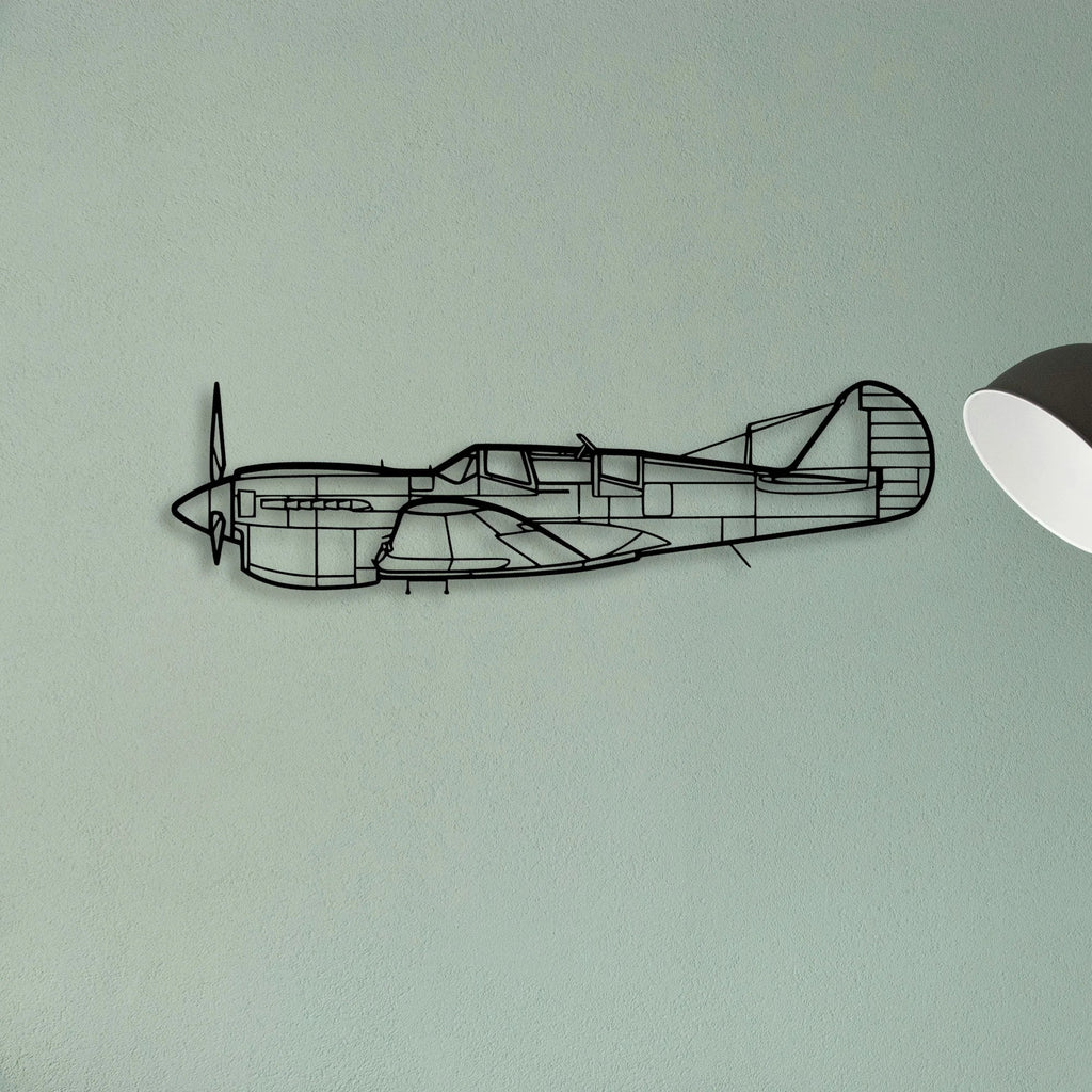 Tp 40N Warhawk Classic Aircraft Silhouette Metal Wall Art - Tinvibe