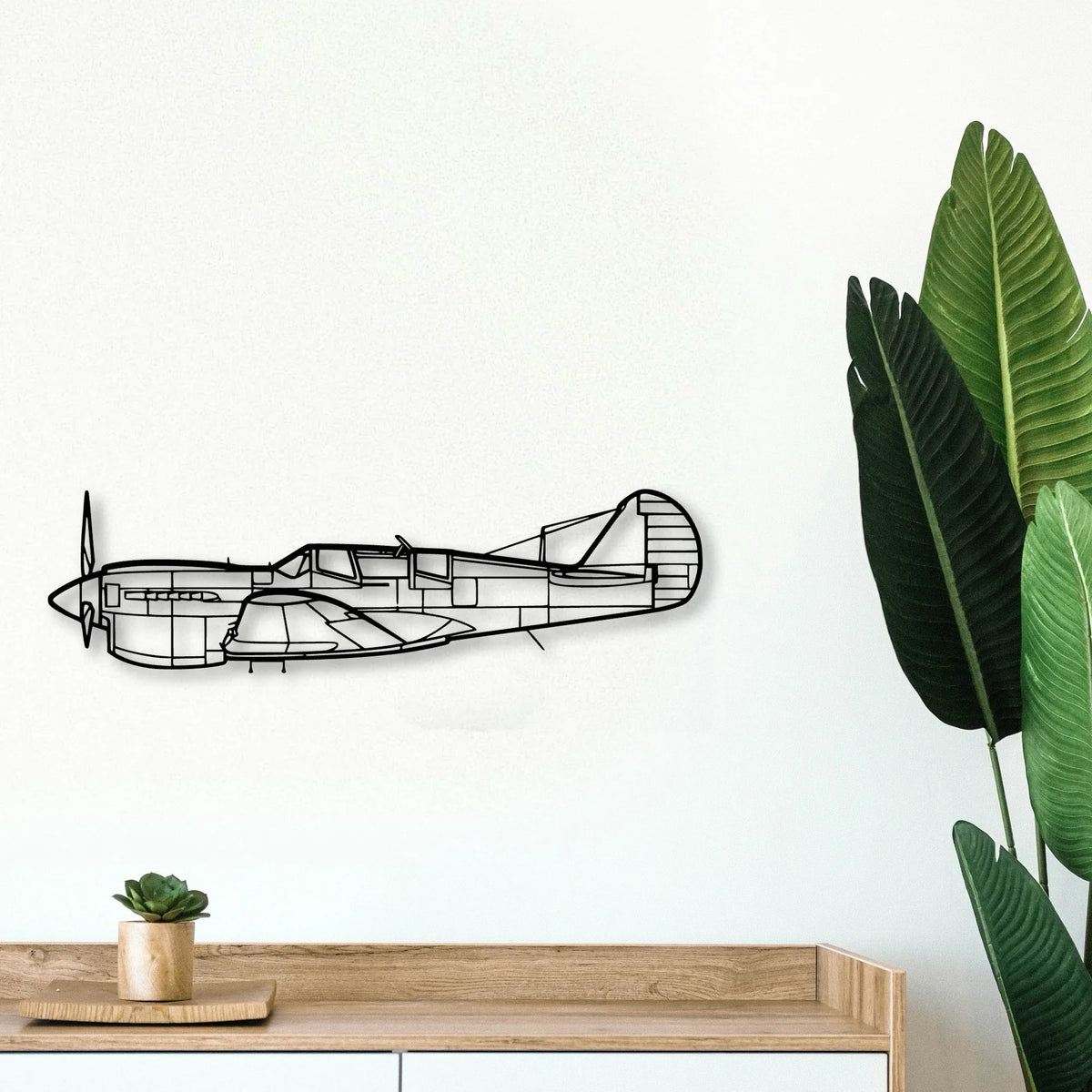 Tp 40N Warhawk Classic Aircraft Silhouette Metal Wall Art - Tinvibe